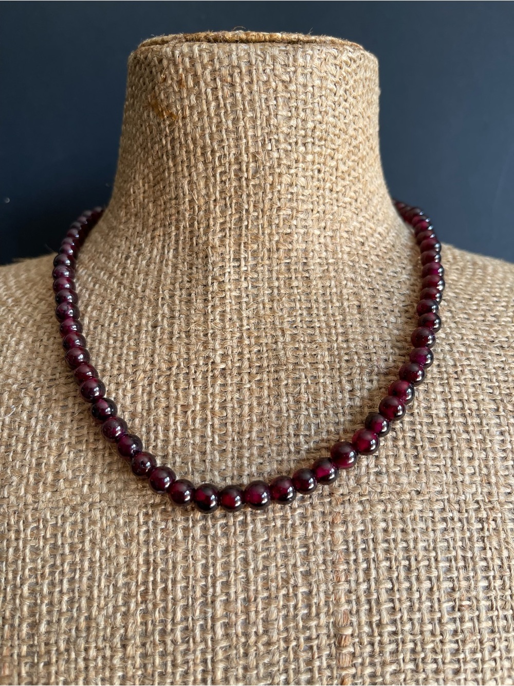 New genuine garnet beaded necklace.